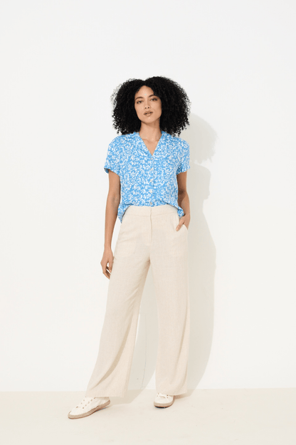 Tilde Linen Mix Straight Leg Trousers - Natural - Bascora