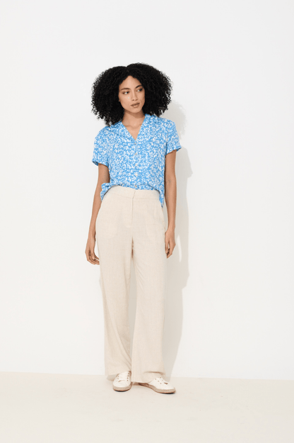 Tilde Linen Mix Straight Leg Trousers - Natural - Bascora