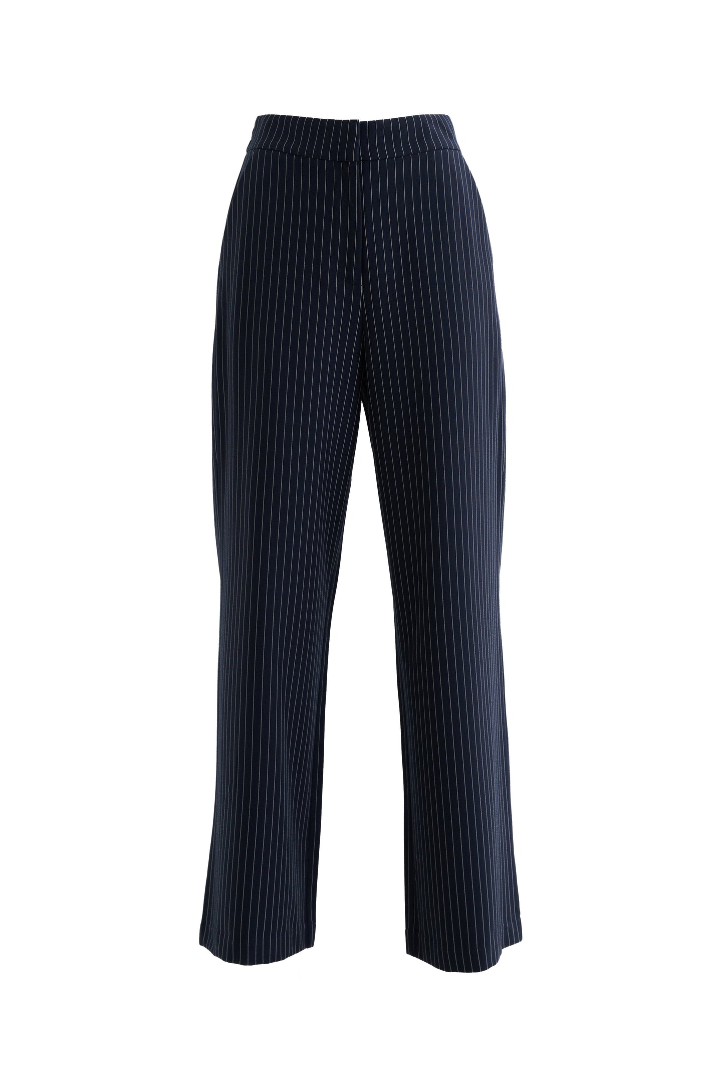 Tilde Navy Pinstripe Straight Leg Trouser - Bascora
