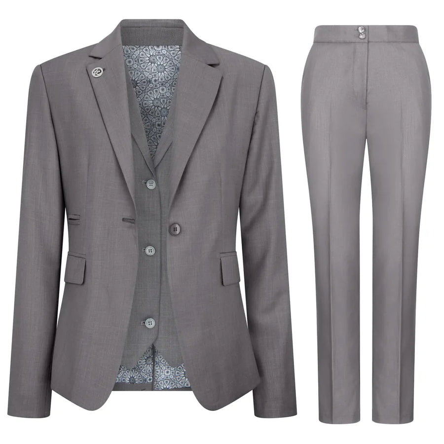 Women's 3 Piece Plain Grey Suit