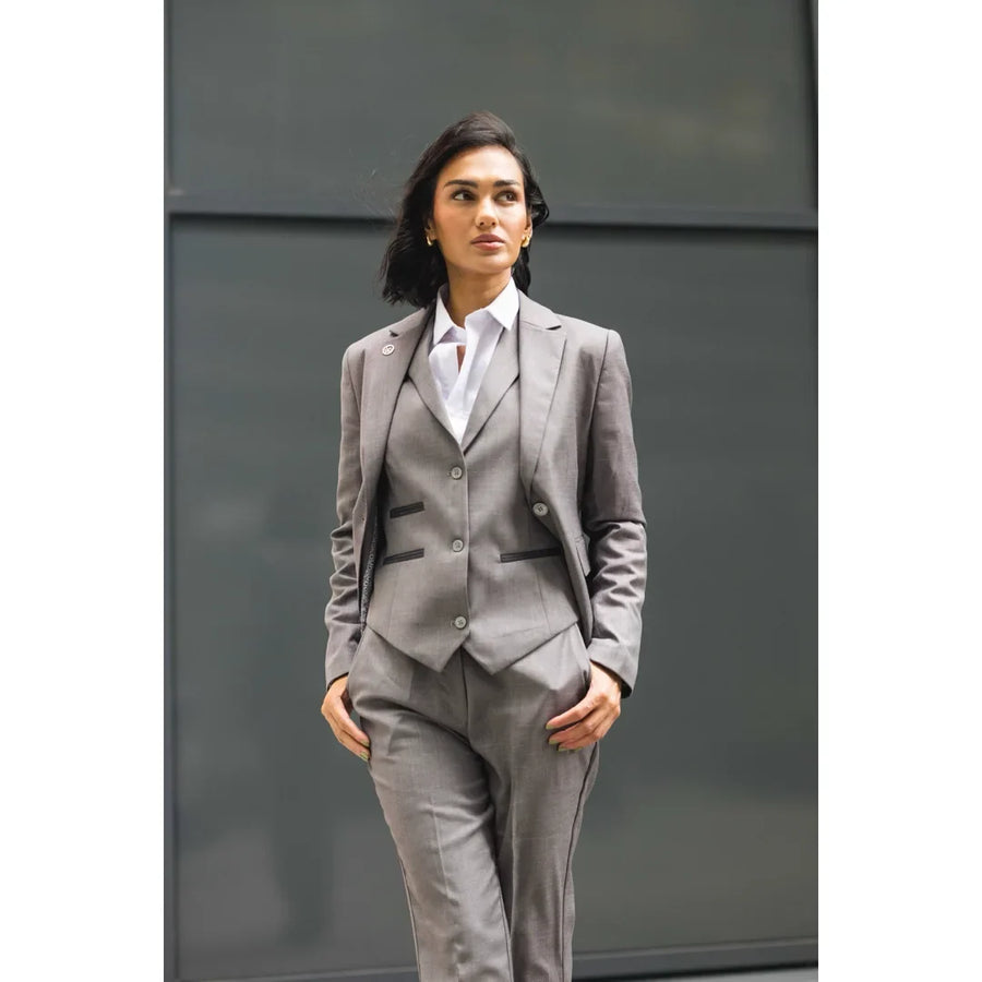 Women's 3 Piece Plain Grey Suit