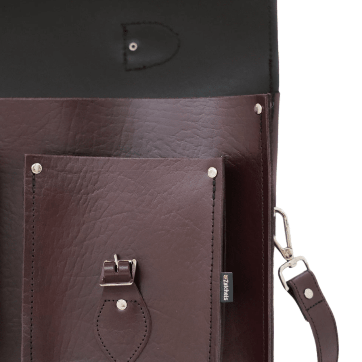 Twin Pocket Executive Leather Satchel – Marsala Red