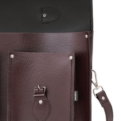 Twin Pocket Executive Leather Satchel – Marsala Red