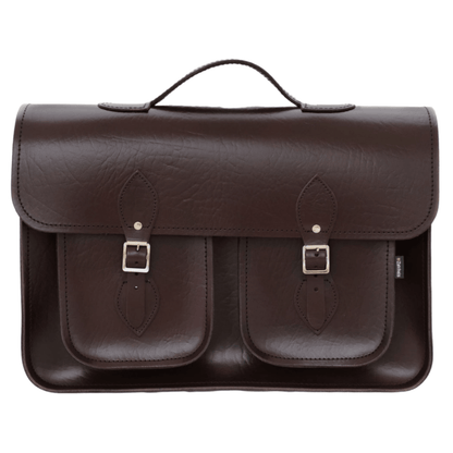 Twin Pocket Executive Leather Satchel – Marsala Red