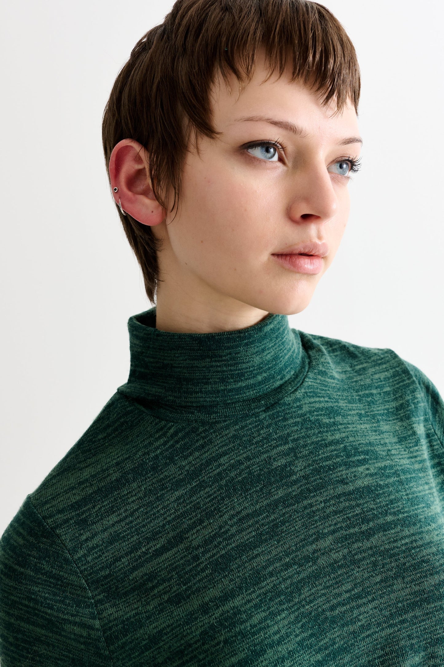 Vista Sustainable Marl Short Sleeve Polo Neck Top - Green - Bascora
