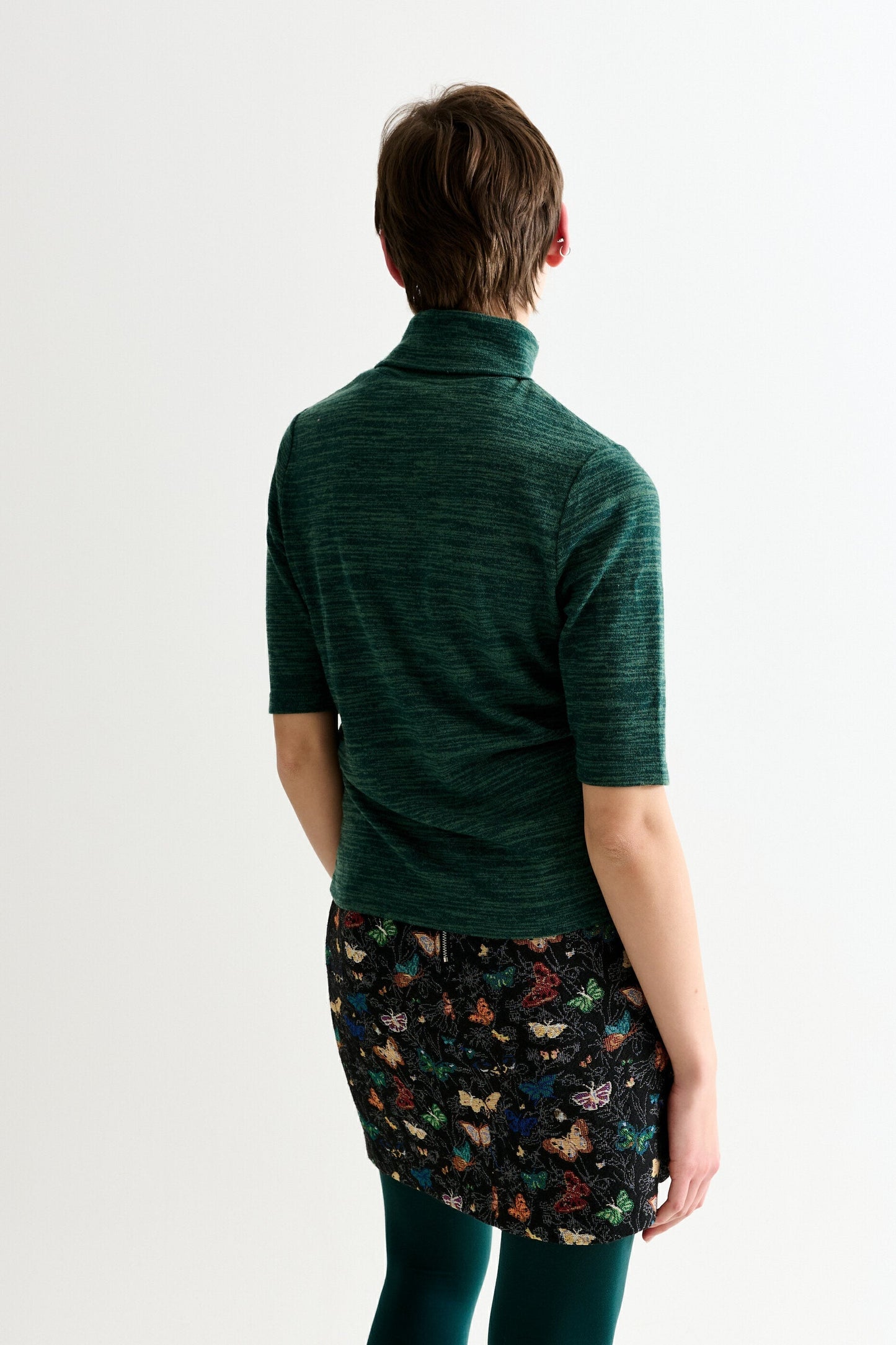 Vista Sustainable Marl Short Sleeve Polo Neck Top - Green - Bascora