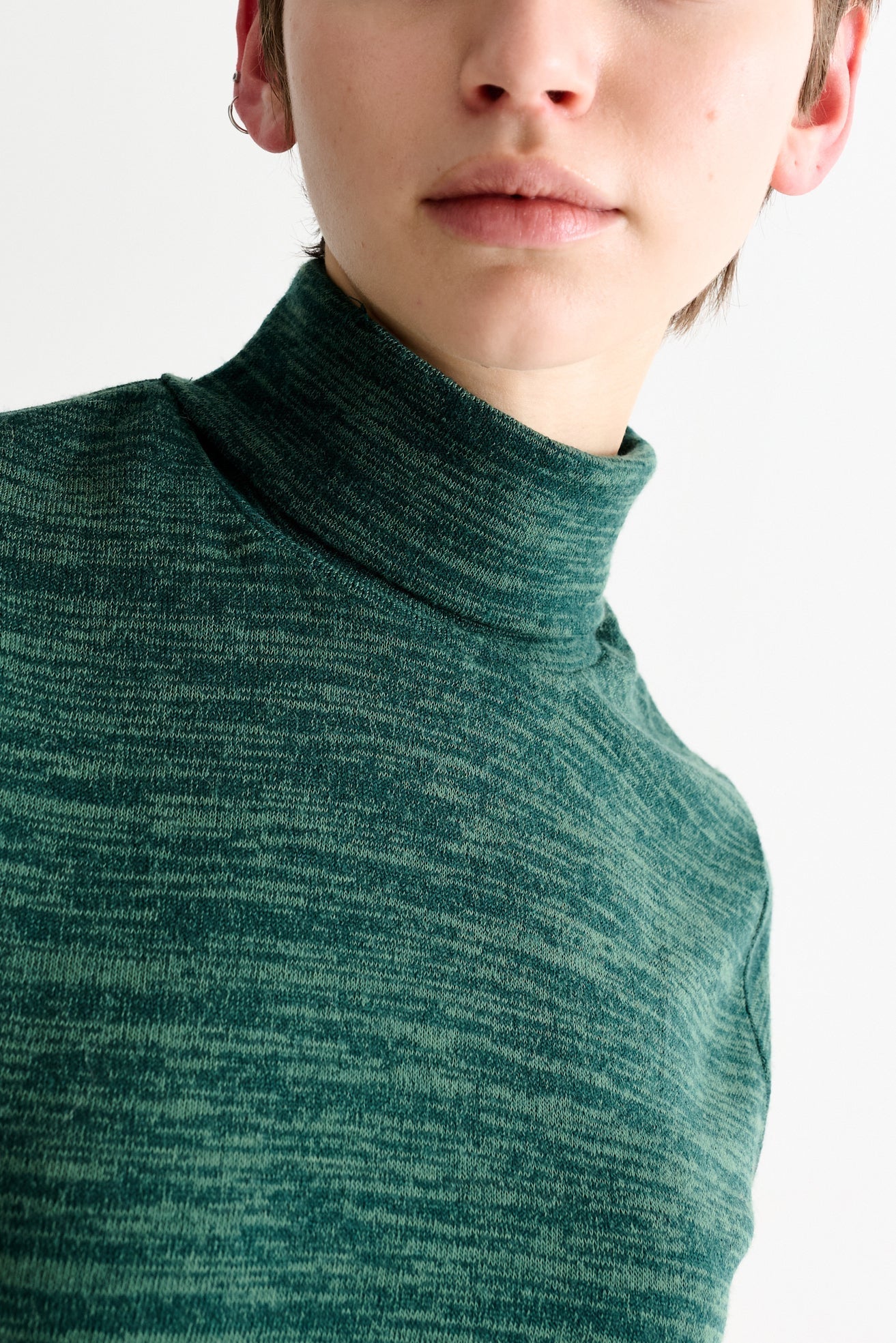 Vista Sustainable Marl Short Sleeve Polo Neck Top - Green - Bascora