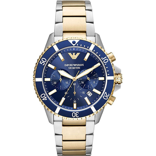 Emporio Armani AR11362 Men's Blue Two-Tone Diver Chronograph Watch