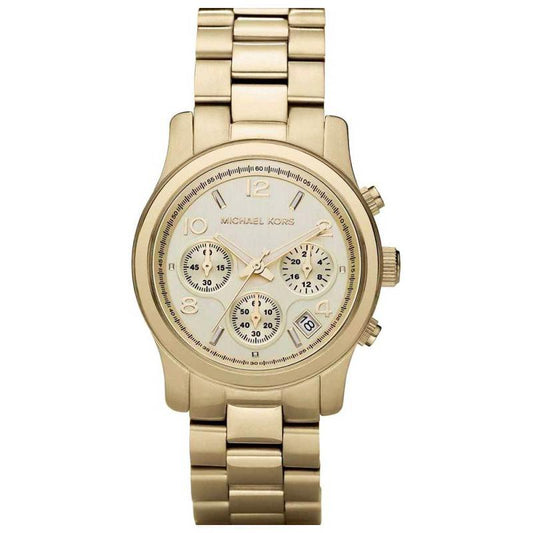Gold watch with detailed face on a white background