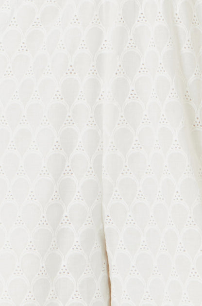 White Cotton Broderie Anglaise Playsuit - Bascora
