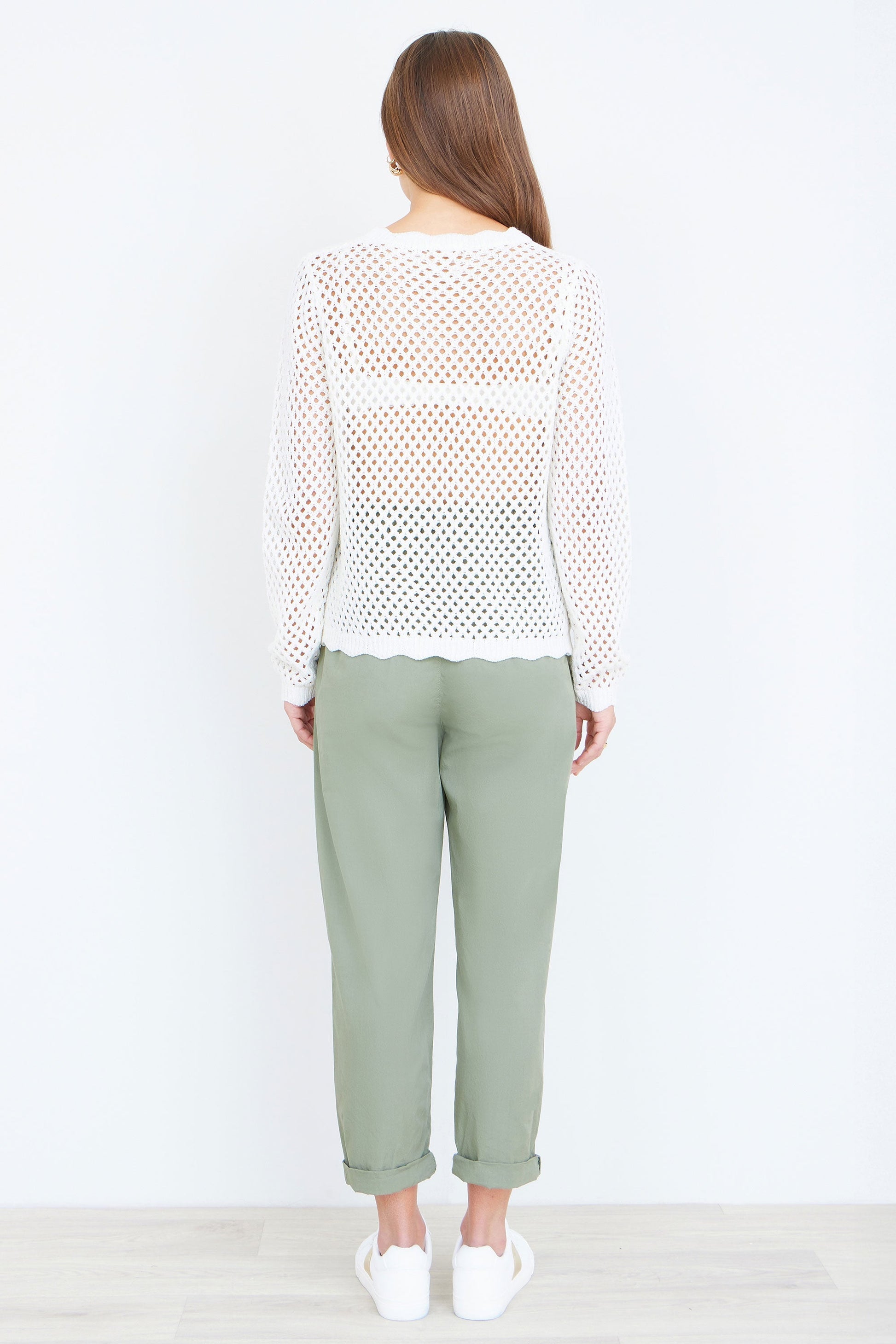 White Flower Crochet Jumper - Bascora