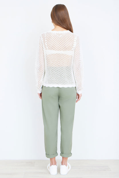White Flower Crochet Jumper - Bascora
