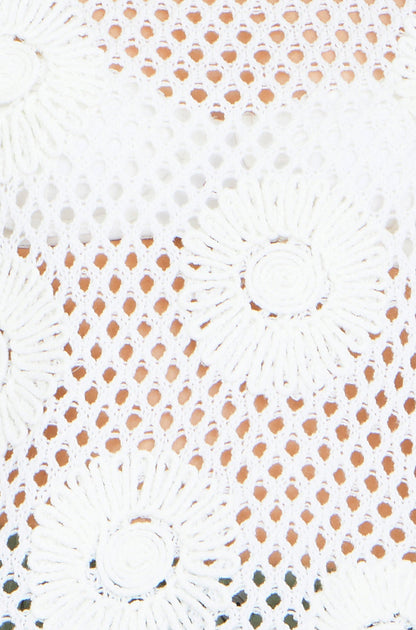White Flower Crochet Jumper - Bascora