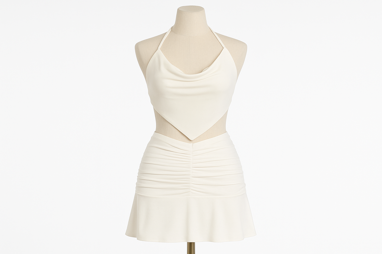 White Summer Pleated Skirt Set