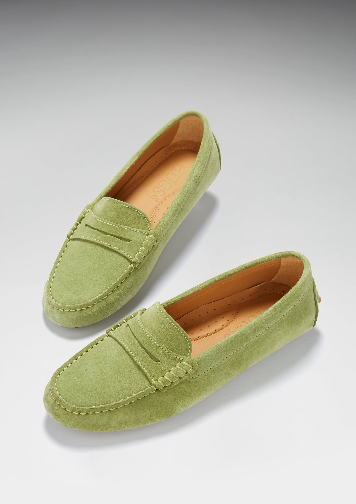 Hugs & Co. Women's Olive Green Suede Penny Driving Loafers