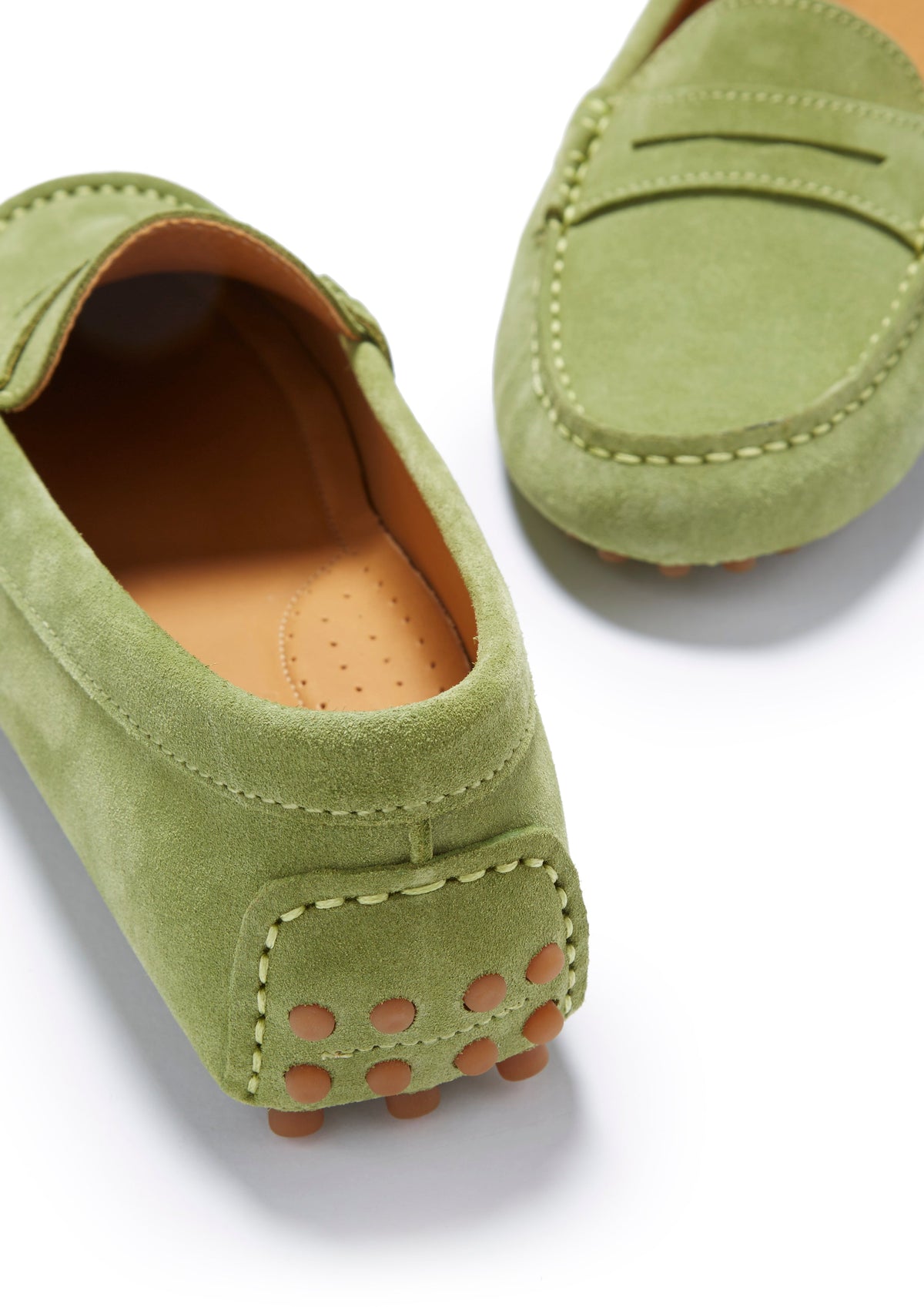 Hugs & Co. Women's Olive Green Suede Penny Driving Loafers