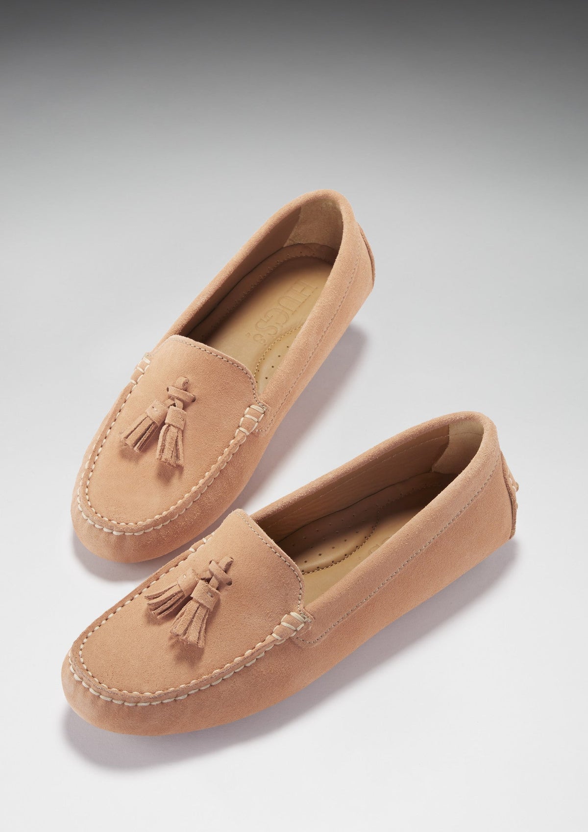 Hugs & Co. Women's Peach Suede Tasselled Driving Loafers