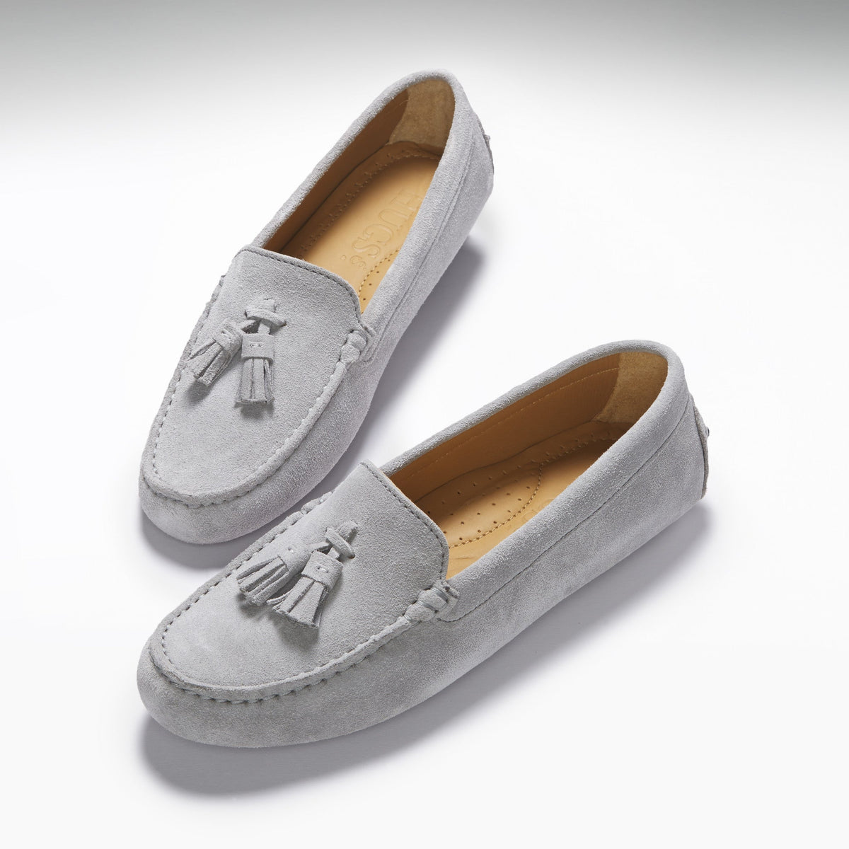 Hugs & Co. Women's Dove Grey Suede Tasselled Driving Loafers