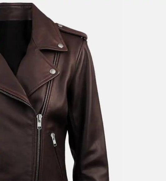 Women's Dark Brown Leather Jacket - Bascora