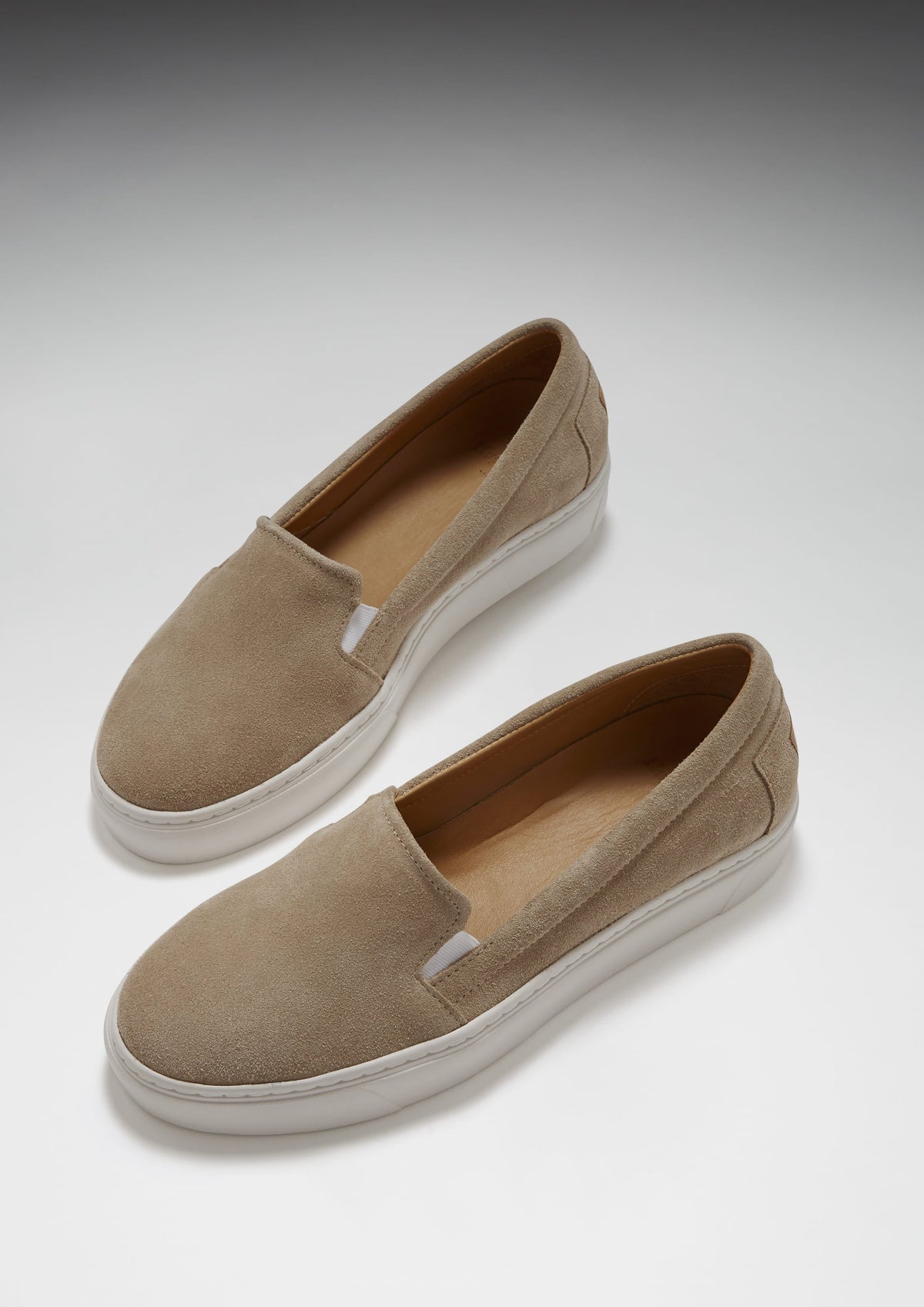 Hugs & Co. Women's Taupe Suede Slip-On Sneakers