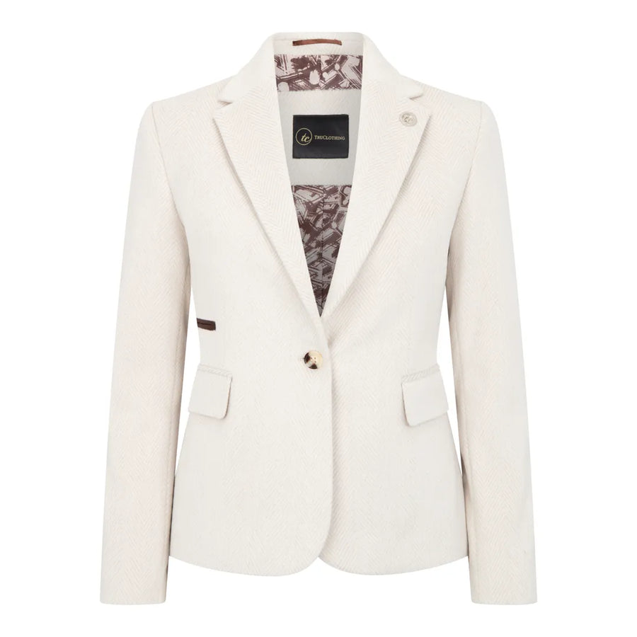 TruClothing Women's Cream Wool Blend Tweed Blazer and Waistcoat Set
