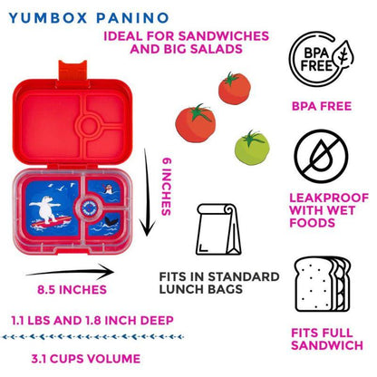 Yumbox Panino Leakproof Sandwich Friendly Bento Lunch Box - Various Colours