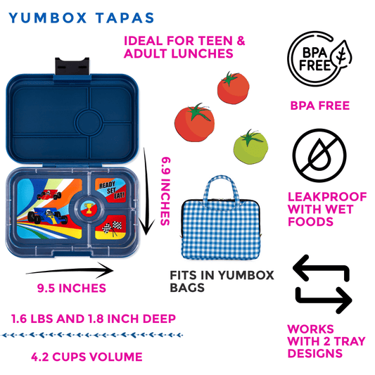 Yumbox Tapas Adult Leakproof Bento Lunch Box (4 Compartment) - Various Colours