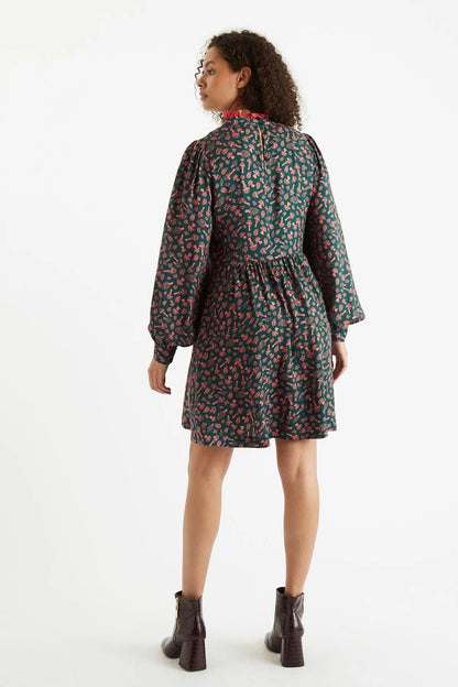 Zura Mushroom Magic Print Long Sleeve Mini Dress - Bascora
